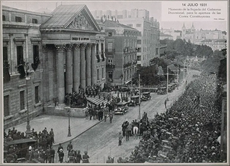 MADRID CONGRESO DE LOS DIPUTADOS-BIBLIOTECA FOTOGRAFIA-14/7/1931LLEGADA DEL GOBIERNO PROVISIONAL PARA APERTURA CORTES CONSTITUYENTES;