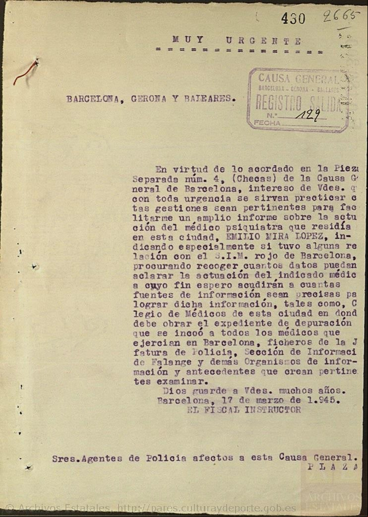 Documentos correspondientes a Causa General del A.H.N.Subdirección General de los Archivos EstatalesMinisterio de Cultura.España