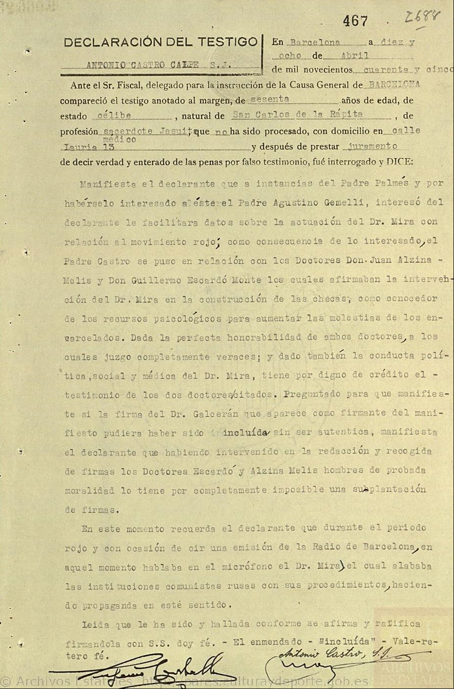 Documentos correspondientes a Causa General del A.H.N.Subdirecci??n General de los Archivos EstatalesMinisterio de Cultura.Espa??a