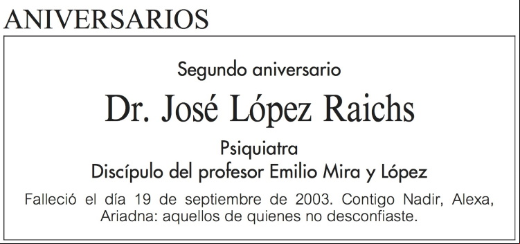 LAVANGU. 20.9.2005. ESQUELA RAICHS