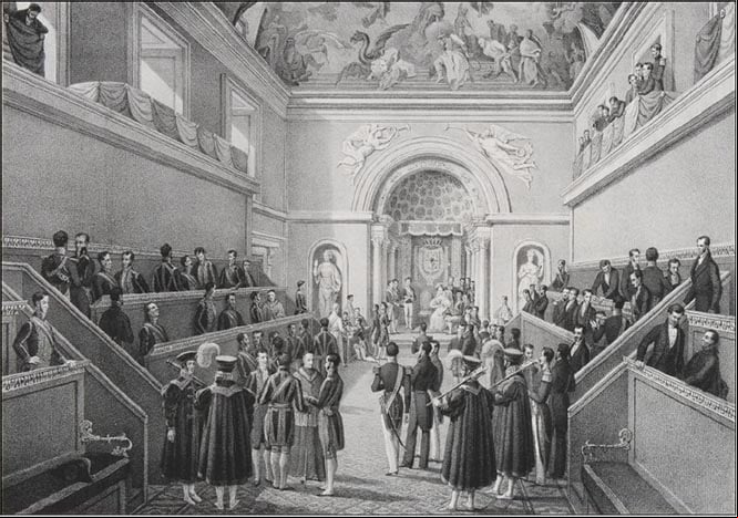 Apertura de las sesiones de las Cortes del Estatuto Real por la regente María Cristina de Borbón el veinticuatro de julio de 1834