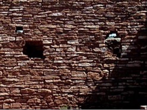 Materiales utilizados en las viviendas anasazi. Wupatki National Monument, en Arizona