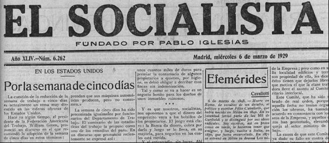 El Socialista, núm: 6262 (6/03/1929)